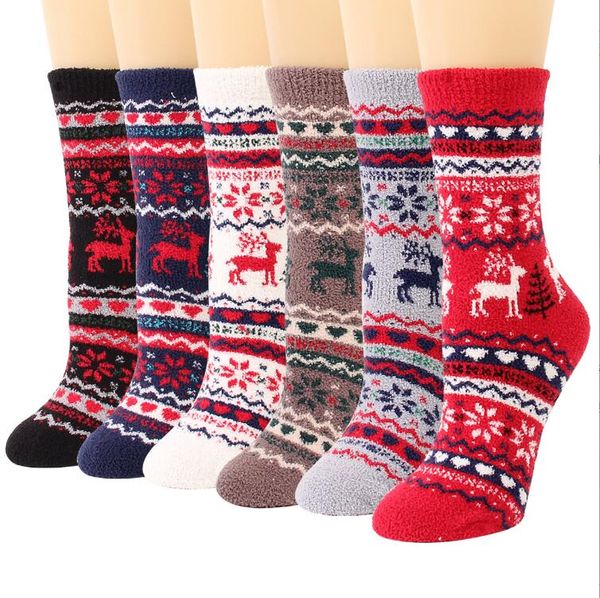 6 цветов горячие высококачественные рождественские носки для оленя снежинки дизайн снежинок кораллы бархатные унисекс носки