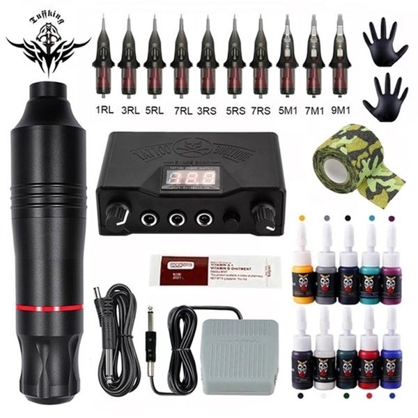 Tattoo Guns Kits Supply Supply Pen rotativo com cartuchos de cartules Maquiagem permanente para iniciantes Artista 220908