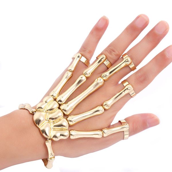 Хэллоуин панк браслет металлические скелеты браслеты призрачный котенок связывание пальца браслет кольцо для женщин Мужчина Хэллоуин