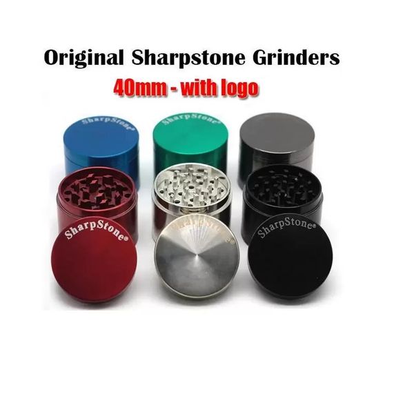 Acessórios para fumar Original Sharpstone Grinders Liga de zinco Moedor de ervas Tabaco Pedra afiada 4 camadas 40/50/55/63 DHL