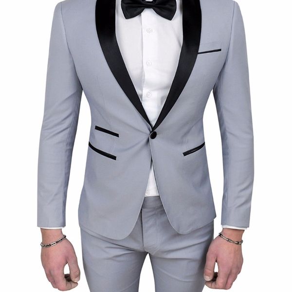 Мужские костюмы Blazers Custom Stude One Button Groomsman Свадебные костюмы для мужчин Светло -серой костюм мужчин жених смокинг смокинг костюмы Juptspantstie 220909