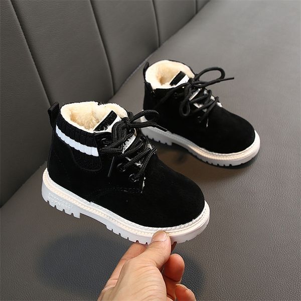 Stivali Bambini Stivaletti invernali Bambini Stivaletti stringati in pelliccia dolce per bambini Ragazzi Ragazze Scarpe calde in pelle Bambini Stivali da neve corti D529 220909