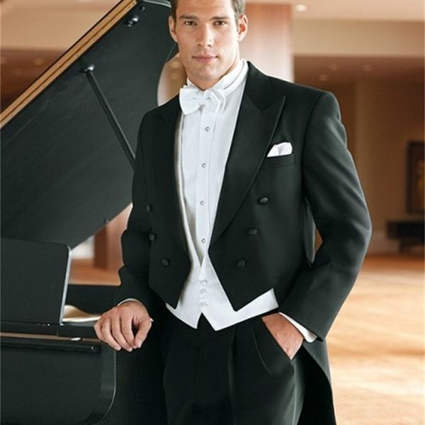 Erkekler Suits Blazers Moda Özel Yapımı Siyah Tailcoat Damat Smokin Groomsmen Erkek Düğün Partisi Takım Prom Damat Jacketpantsvest 220909