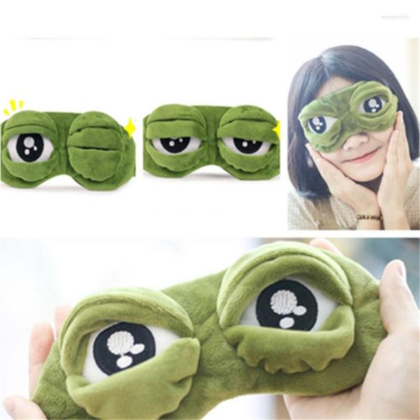 Berretti 1pc Triste Rana Sonno Maschera Visiera Peluche Copertura Degli Occhi Viaggi Relax Regalo Benda Toppe E Stemmi Cartoni Animati A Pelo Per Il Capretto adulto