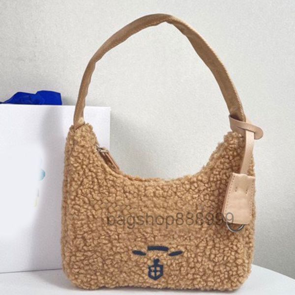 Borsa da ascella nuova in peluche da donna Borsa posteriore classica a tracolla Moda Borse da ascella Tessuto morbido in spugna Materiale Portafoglio con cerniera di qualità Pacchetto Mul