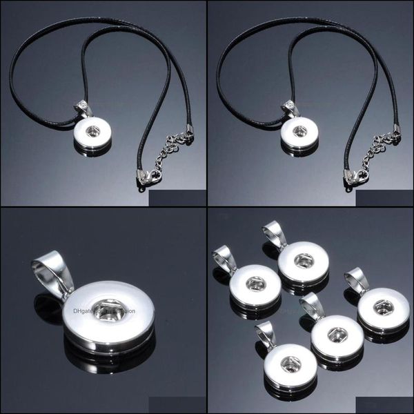 Anhänger Halsketten Snap Button Schmuck Klassische runde Form Anhänger Fit 18mm Snaps Buttons Halskette für Frauen Männer Noosa Drop Lieferung 2 DHF2X