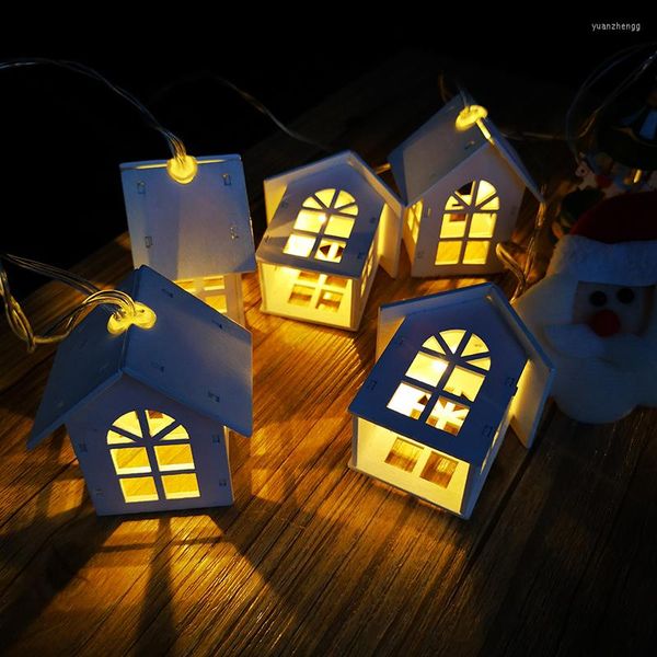 Strings QYJSD LED Wood House String Light 3M Ghirlanda Anni Albero di Natale Festa di nozze Luci natalizie Decorazione novità