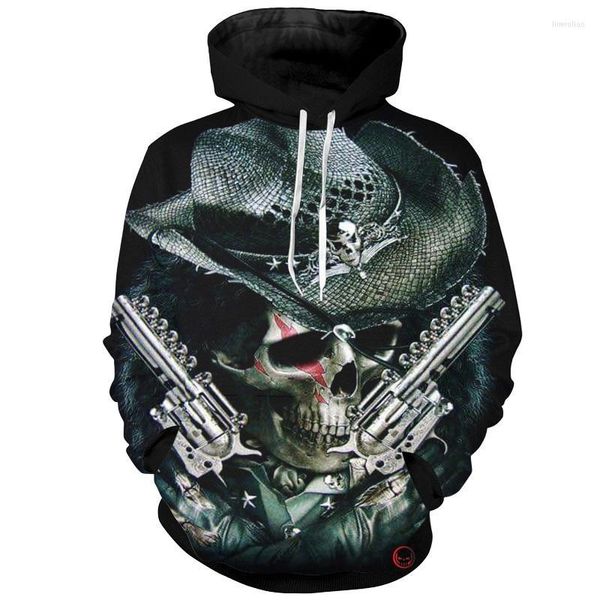 Erkek Hoodies Cloudstyle Kafatası Kovboy 3d Erkekler Silah Baskı Marka Tasarımı Hoody Sweatshirt Moda Top Sakat Sokak Giyim