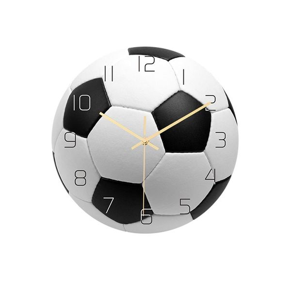 Relojes de pared 3D Vision Football Pattern Reloj de pared para niños Dormitorio Decoración Acrílico Silent Pointer Clock Home Decor Sport Ball Clock Watch 220909