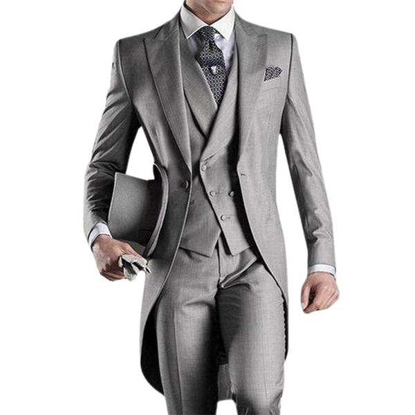 Мужские костюмы Blazers Grey Wedding Men Hail Toam 3 Piece Groom Tuxedo для официального выпускного костюма мужской костюмы модные пиджаки с брюками жилет 220909