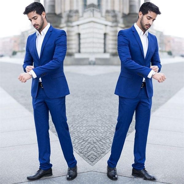 Herrenanzüge Blazer Neueste Mantelhose Design Hochzeitsanzüge Königsblau Mann Business Jacke Skinny Bräutigam Smoking 2 Stück Slim Fit Terno Masculino Costum 220909