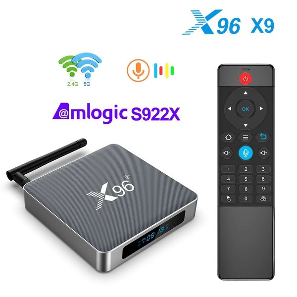X96 x9 Amlogic S922X TV Box 9.0 4GB 32GB Поддержка 8K Dual WiFi 1000M LAN LAN Google Voice Assistant Set Top Box Media Play