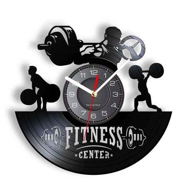 Настенные часы тяжелая атлетика силовая фитнес -центр настенные часы бодибилдинг спортивные события виниловые диски
