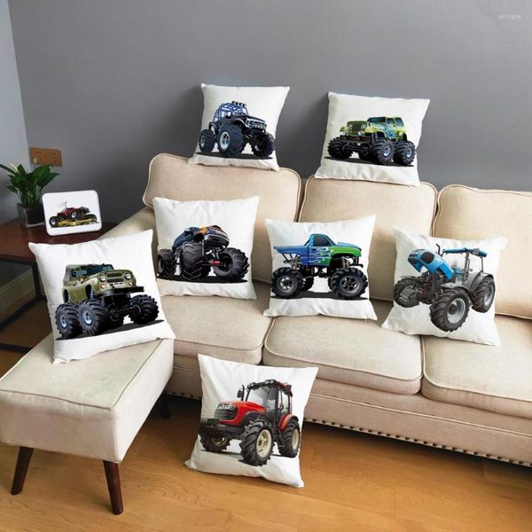 Kissen USA Cartoon Monster Truck Auto SUV Muster Bezug Plüschbezüge 45 45 cm Kissenbezug Home Decor Kissenbezug