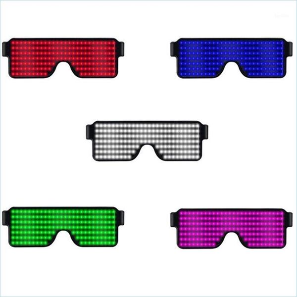 Decorazione per feste decorazione per feste 1 PC O occhiali a LED illumina gli occhiali da sole lampeggianti Nightclub Eyewear 8 Motivi Tue88 Drop HomeIndustry Dhgei