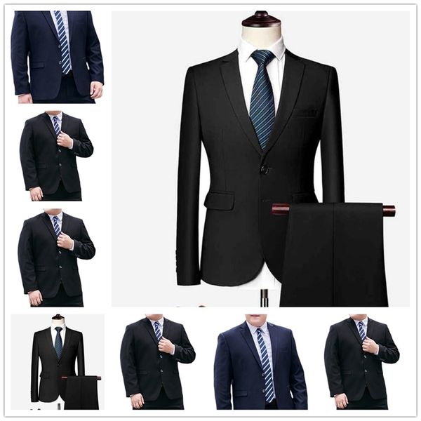 Herrenanzüge Blazer Neueste Herrenanzüge Set Schwarz Marineblau Formelle Kleidung Jacke Hosen Slim Fit Business Smoking Terno Hochzeit Party Kleidung 220909