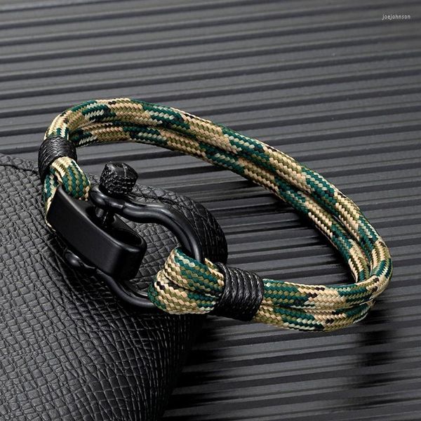 Charm Armbänder MKENDN Männer Schäkel Outdoor Camping Rettung Armee Camouflage Notfall Tourniquet Paracord für Frauen