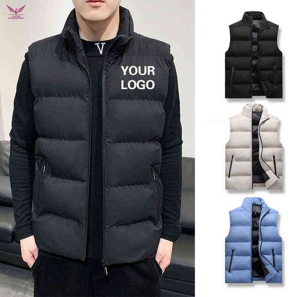 Piumino da uomo Parka personalizzato Uomo inverno Giacche senza maniche Uomo Nuovo Gilet Giacca stampa foto Maschile Autunno Caldo Gilet casual Gilet Y22