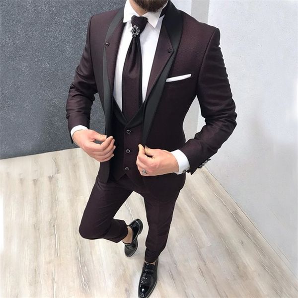 Herrenanzüge Blazer Mode Kostüm Homme Maßgeschneiderte Marineblau Slim Fit Hochzeitsanzug für Männer Bräutigam Smoking 3 Stück Männer Trauzeugenanzug 220909