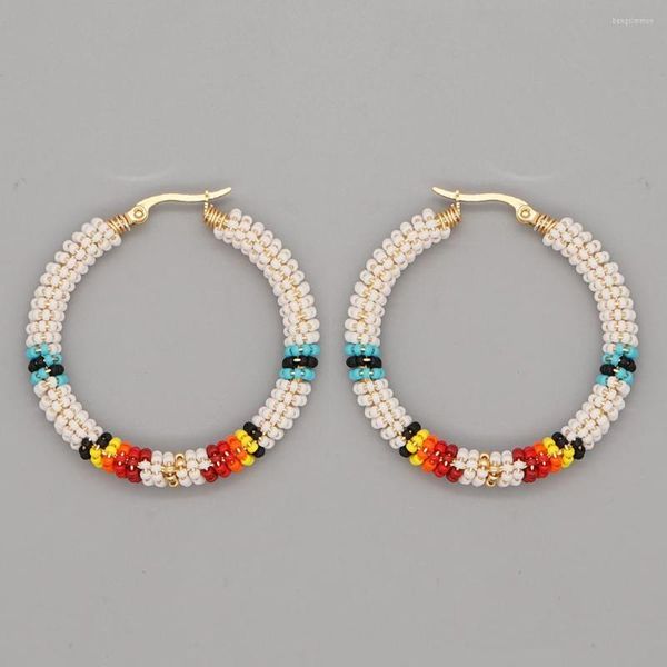 Baumelnde Ohrringe Go2boho Native Jewelry American Hoop für Frauen Schmuck 2022 Edelstahl großer hohler Ohrring Miyuki Perlenohrring