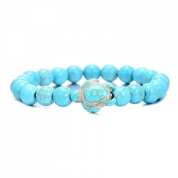 Bracciale in tartaruga con perline turchesi e howlite con occhio di tigre in pietra naturale lavica da 8 mm per gioielli da donna, uomo, energia Buddha Yoga