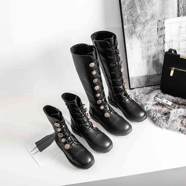 Botas Pesadas Indústria Design Personalizado Moda Elástica Fina Martin Joelho Alto Mulheres Pequenas Sapatos Inverno