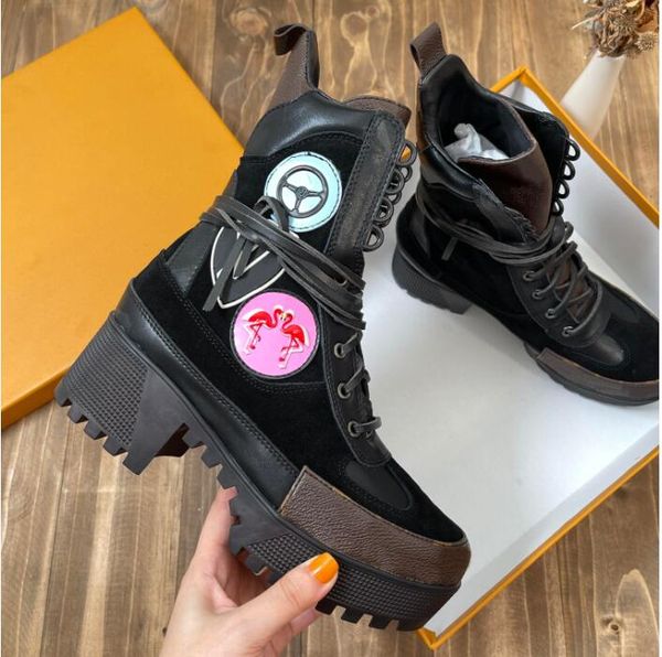 2022 Designerstiefel Martin Boot Canvas Leder Mode Klassisch Paar Leder Damen Samt Heelback Sport Tennis High Top 954816 mit Box