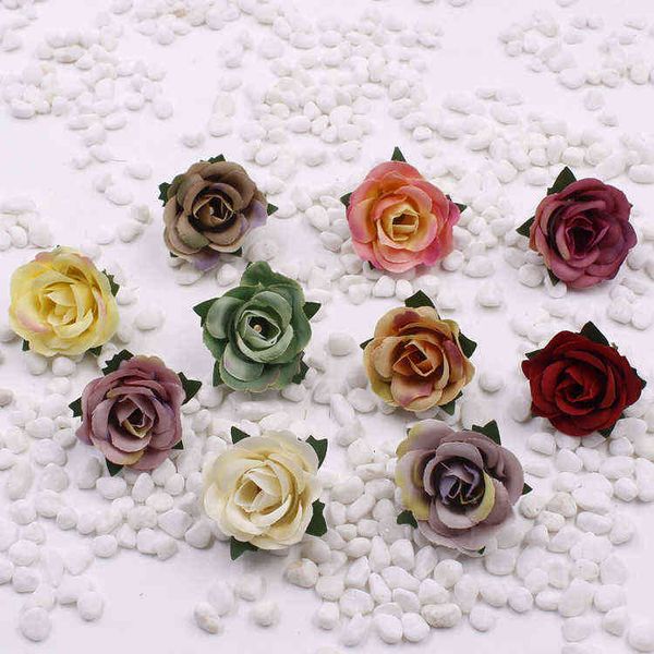 Faux Floral Greenery 10 Stück 335 cm Simulation Rose Corsage Haarspange Seidenblume für DIY Schuhe Blume künstliche Blumen Dekoration Hochzeit Zubehör J220906