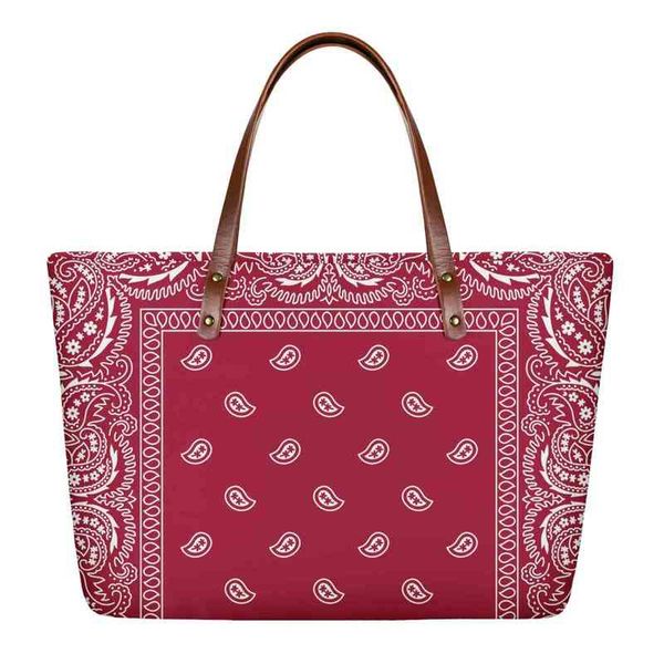 Borse di lusso Wholale Red Bandana Print Style Zipper Elegant Unique Ladi Custom Luxury Bags Women Tote Bag