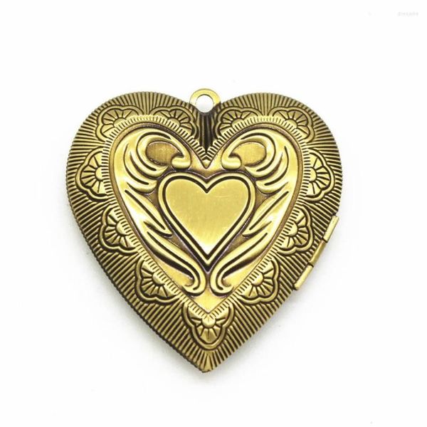 Collane con ciondolo 4 pezzi 39,8 mm 42 mm 5 colori metallo placcato rame a forma di cuore intagliato medaglione Po misura 29 mm 32 mm per la creazione di gioielli