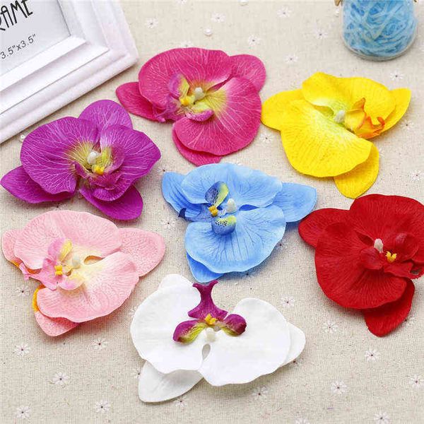 Sahte çiçek yeşillik 10 adet 10 cm büyük ipek yapay orkide çiçek ev düğün dekorasyonu Cymbidium scrapbooking malzemeleri orkis bitkileri j220906