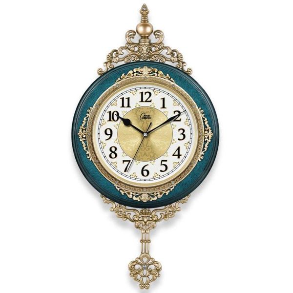 Relógios de parede Relógio retro Europeu Relógio de parede Relógio de estar Mudo Pendulum Clock elegante Taste Family Gift Art Decoration 220909
