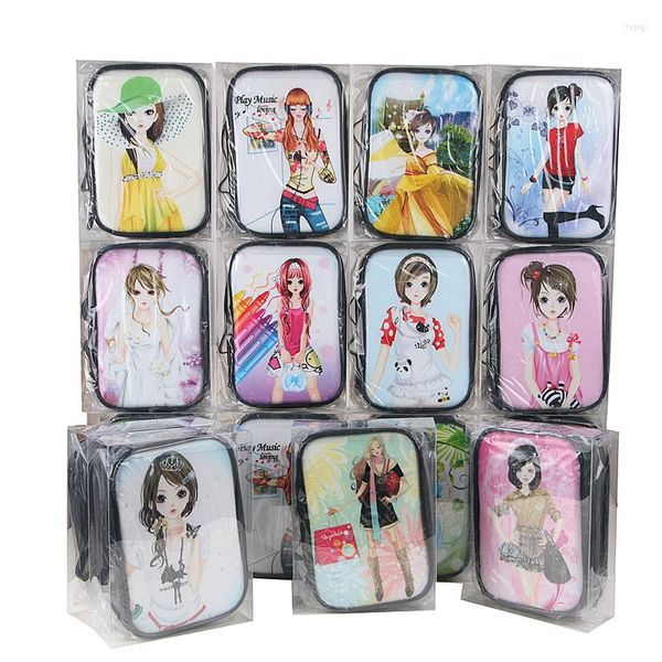 Borse cosmetiche Belle donne Doll Makeup Pouch Organizer Custodia da viaggio Borsa impermeabile Specchio in pelle