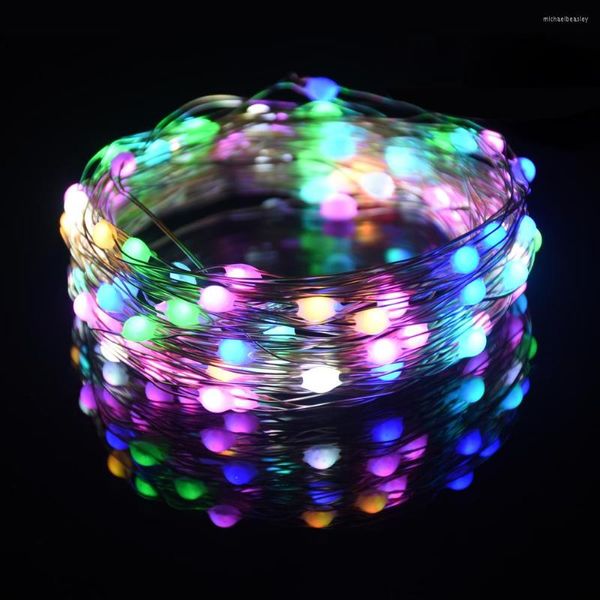 Stringhe Luci a corda impermeabili da 100 LED Ghirlanda di fata RGB 7 colori Controller USB multicolore Decorazioni natalizie per la casa