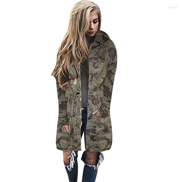 Giacche da donna 2022 Inverno Donna Kimono Bomber Giacca a vento Lunga oversize Army Camouflage Donna e cappotti Felpe con cappuccio