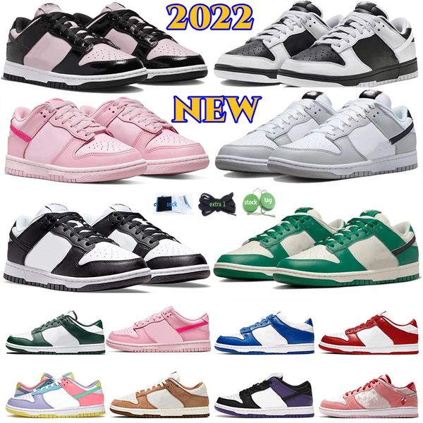 NEUE 2022 Freizeitschuhe Triple Pink Panda Designer Männer Frauen niedrige Turnschuhe Green Apple Sun Club Weiß Schwarz UNC Green Sail Grey Fog Syracuse Herren Trainer Sport