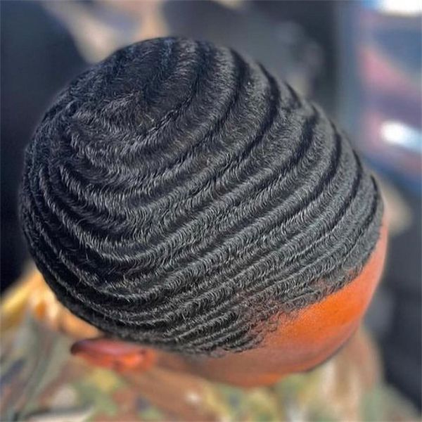 8mm Afro Wave Echthaarteile 8x10 Volle Spitze Toupet Für Schwarze Männer Schwarze Farbe Indisches Reines Remy Haarteile Afroamerikaner
