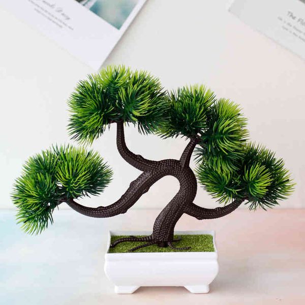 Faux Floral Greenery Grün 4 Köpfe Gras Ball Künstliche Kiefer Bonsai Haus Garten Dekoration Gefälschte Pflanzen Bonsai Wohnzimmer Badezimmer Ornament J220906