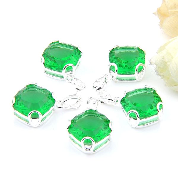 Collane con ciondolo Mix 5 pezzi Piazza verde smeraldo pietra preziosa 925 sterling Sier Pendenti Collane per Lady Girl Women Party Gifts New Luc Dhvf5