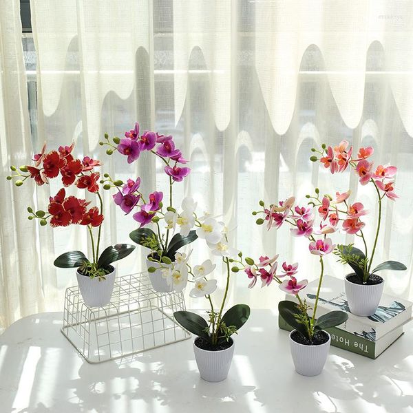 Flores decorativas de impressão 3D Phalaenopsis Simulação Flor Bonsai Factory Supplência direta de plantas artificiais para decoração de interiores