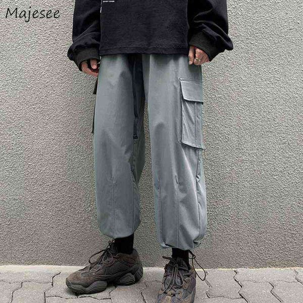 Calça masculina homens calças casuais hipsters sólidos chiques streetwearwwear hip-hop pacote de rua high street pés retro japão estilo cargo calça harajuku s-3xl t220909