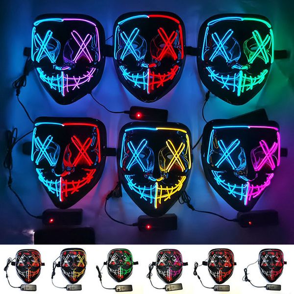 2023 Halloween Toys Mask LED Light Up Maschere divertenti The Purge Election Year Great Festival Cosplay 90