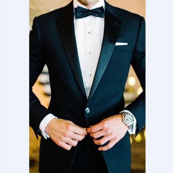 Erkek Suit Blazers Özel Yapımlı Sağdı Tahul Notch satin yaka damat smokin siyah erkekler takım elbise düğün adam 2 adet ceket pantolon bow tie b859 220909