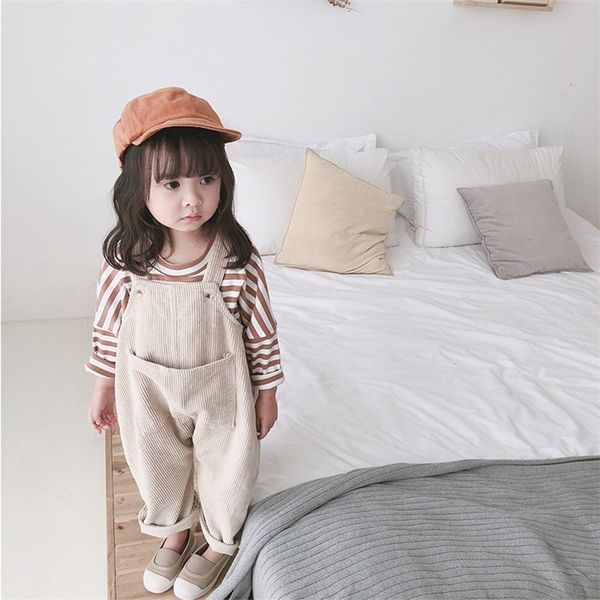 Overalls Frühling koreanischen Stil Baby Mädchen Cord lose Overalls süße Kinder lässig Allgleiches Hosenträgerhose Trägerhose 220909