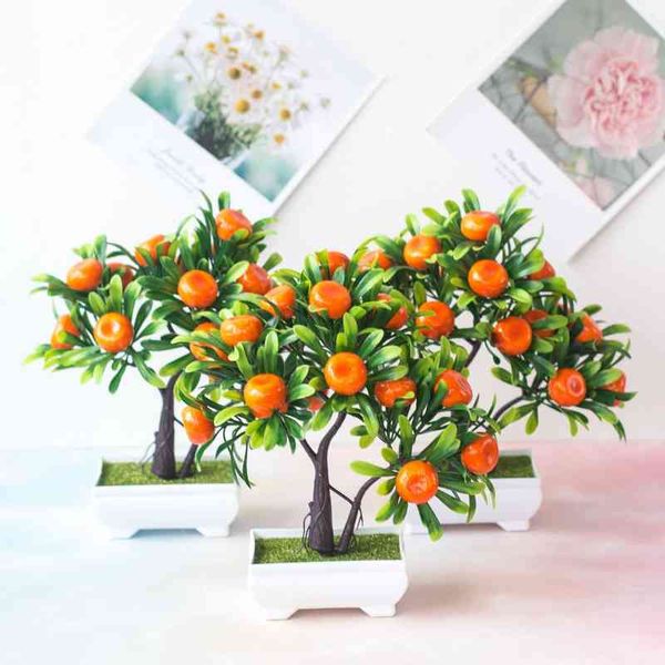 Faux Floral Greenery 16Heads Artificial Orange Tree em conserva Bonsai Christmas Ano Novo Festive Festies Home Garden Decoração Fake Fruit Bonsai J220906