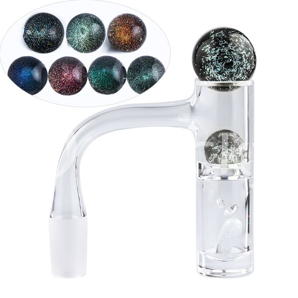 DHL Auto Highbrid Smoking Full Solded Quartz Banger Berghed Edge Unhas com 2pcs girando orif￭cios de ar com tampa de vidro dichro de 22 mm para bongs de ￡gua