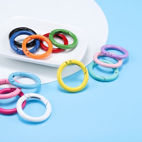 25mm Fai da te O Portachiavi Accessori Chiusure a molla Apribile Rotondo Moschettone Portachiavi Colorato Clip per borsa in metallo Gancio Catena per cani Fibbie Connettore per la creazione di gioielli