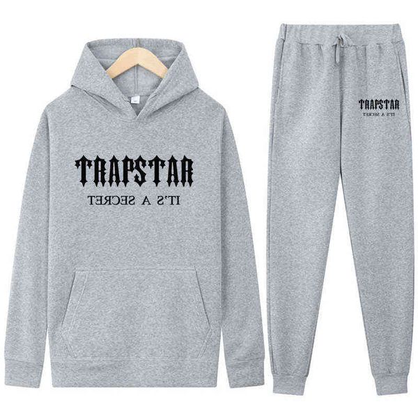 Conjuntos de moletons de inverno TRAPSTAR para homens Agasalhos de treino casuais com capuz Moletom Conjunto de peças de calça de moletom Pulôver Masculino Streetwear Roupas G220923