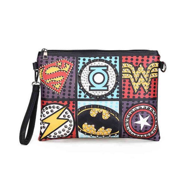 Retro PU-Leder Super coole Superhelden-Niete Gothic Punk Praktische Ladi-Clutch-Taschen für Frauen