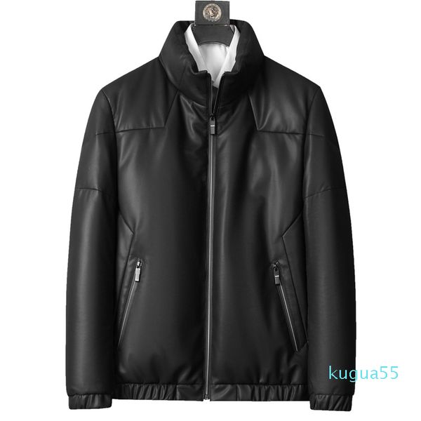 Chaqueta de plumón de cuero genuino para hombre, abrigos de invierno, chaquetas de cuero coreano de manga larga, gruesas y cálidas